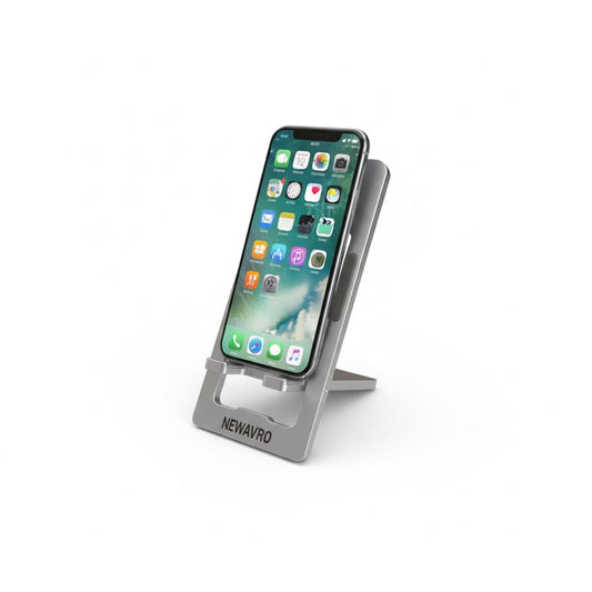 NEWAVRO Aluminum Tablet & Phone Stand with Custom Logo – Portable Adjustable Desk Holder for Mobile Phones & Tablets, Foldable Non-Slip Cell Phone Stand for Office & Home