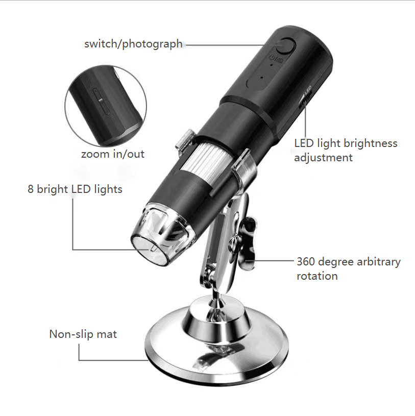 NEWAVRO 1000X Wireless Digital Microscope Camera – WiFi USB Microscope for iPhone, Android, PC & Tablet, Portable Handheld Magnifier with LED Lights