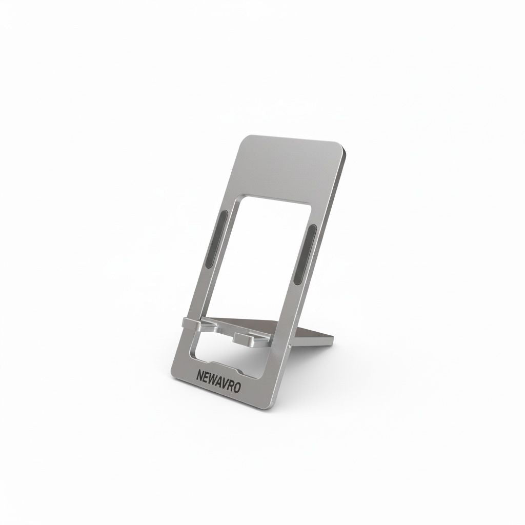 NEWAVRO Aluminum Tablet & Phone Stand with Custom Logo – Portable Adjustable Desk Holder for Mobile Phones & Tablets, Foldable Non-Slip Cell Phone Stand for Office & Home
