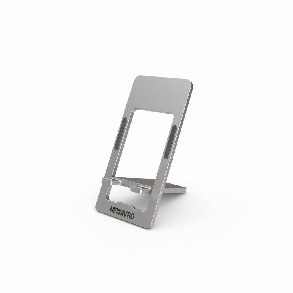 NEWAVRO Aluminum Tablet & Phone Stand with Custom Logo – Portable Adjustable Desk Holder for Mobile Phones & Tablets, Foldable Non-Slip Cell Phone Stand for Office & Home